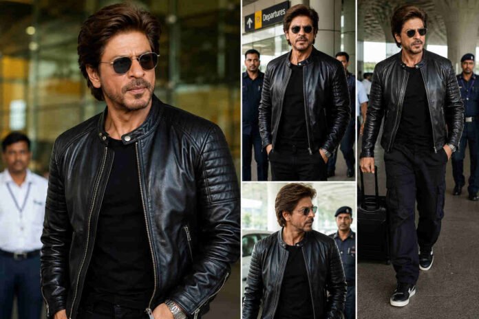 Shah Rukh Khan Black Leather Café Racer Jacket